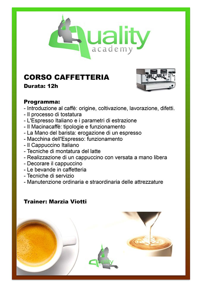 Programma Corso Caffetteria e Latte Art Bergamo